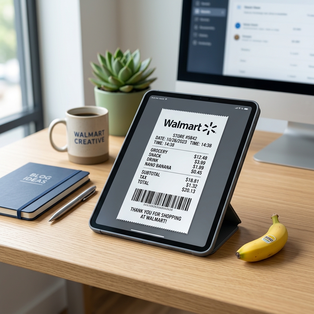 A professional and modern feature image for a blog post about a Walmart receipt generator